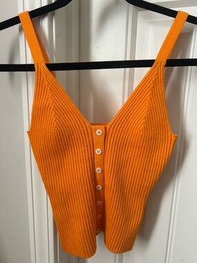 aerie Orange Ribbed Button-Front Camisole